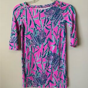 Lilly Pulitzer Vibrant Pink and Blue Dress girls size 6-7